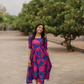 Majestic Blue with Royal Maze printed Viscose Dress