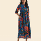 Jungle Blue Fluttering Wings Lux Georgette Printed Dress
