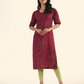 Crimson Maroon Garden Viscose Printed Kurta