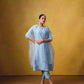 Aura Light Blue Suit Set with Hand Embroidery and Organza Dupatta