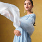 Aura Light Blue Suit Set with Hand Embroidery and Organza Dupatta