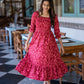 Red Cupids Heart Smock Viscose Printed Dress
