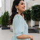 Floral Blue Tulip Popover Viscose Printed Dress