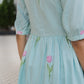 Floral Blue Tulip Popover Viscose Printed Dress