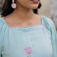 Floral Blue Tulip Popover Viscose Printed Dress