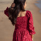 Red Cupids Heart Smock Viscose Printed Dress