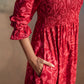 Red Cupids Heart Smock Viscose Printed Dress