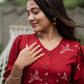 Happy Humming Red Printed Maternity wear and feeding dress