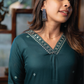 Green Scape Viscose With Lace Printed A-line Dress