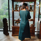 Green Scape Viscose With Lace Printed A-line Dress