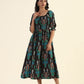 Green Smock Ikat Mirage Printed Viscose Dress