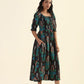 Green Smock Ikat Mirage Printed Viscose Dress