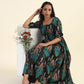 Green Smock Ikat Mirage Printed Viscose Dress