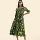 Mystic green Ethereal Grove Viscose Printed Dress