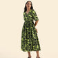 Mystic green Ethereal Grove Viscose Printed Dress