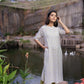 Cream White Floral Garden Viscose Printed Kurta