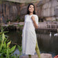 Cream White Floral Garden Viscose Printed Kurta