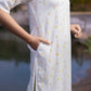 Cream White Floral Garden Viscose Printed Kurta