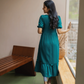 Deep Teal Falcon Trail Viscose Embroidery Dress