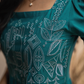 Deep Teal Falcon Trail Viscose Embroidery Dress