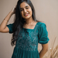 Deep Teal Falcon Trail Viscose Embroidery Dress