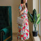 Green Hand-Drawn Florals Viscose Printed Dress