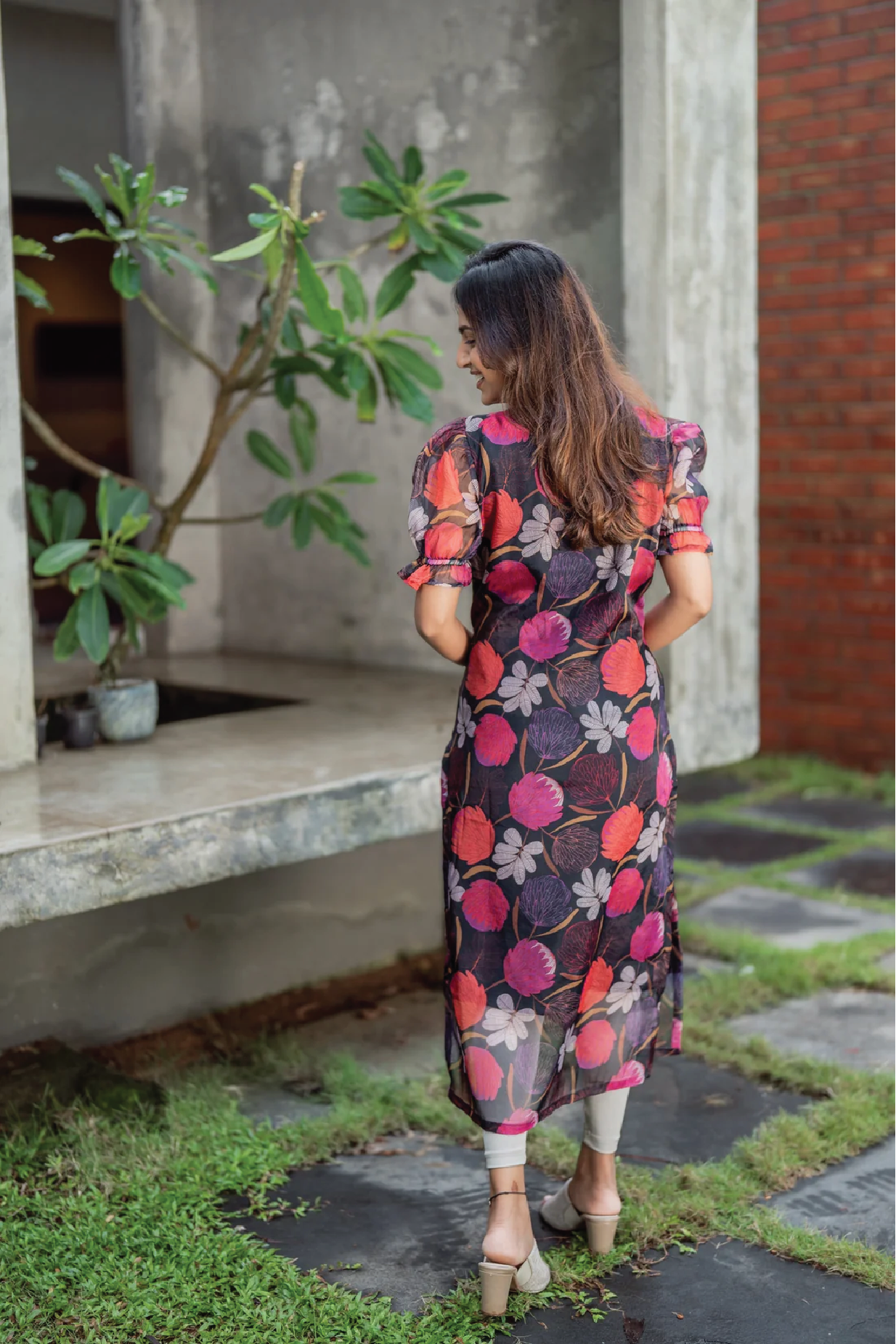 Midnight Orchid Organza Kurta