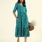 Green Harmony Teal Printed Maternity and feeding dress