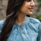 Coral Blue Island Viscose Printed Kurta