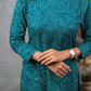 Teal Knot in Space Viscose Printed Kurta