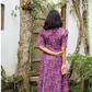 Deep Purple Cherry Plums Viscose Printed Dress