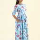 Fragmented Flowers Blue Printed feeding and maternity wear