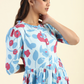 Fragmented Flowers Blue Printed feeding and maternity wear
