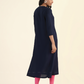 Navy Blue Enchanted Blooms with Embroidery Dress
